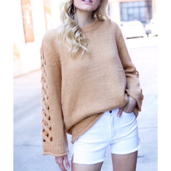 Open Weave Sleeve Sweater - Picture 4 of 5